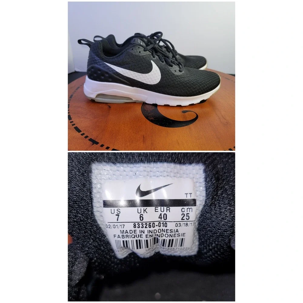 Nike Air Max Motion LW Black White Running Shoes 833260-010 Mens 7 Women 8.5